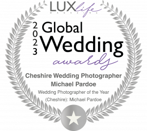 cheshire wedding photographer of the year 2023 logo for Global Wedding Awards by Luxlife magazine