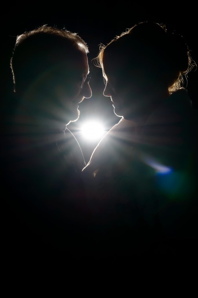 silhouette of a bride and groom by Michael Pardoe - affordable wedding photography, Runcorn, Cheshire